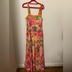 New size large flying tomato Floral Maxi Dress with Striped Straps smoke free